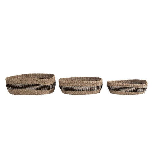 Hand-Woven Seagrass Baskets with Stripes