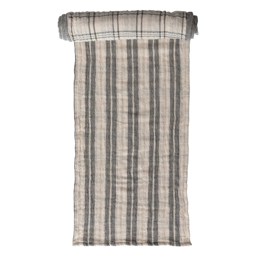 Two-Sided Cotton Double Cloth Tablerunner & Plaid Pattern