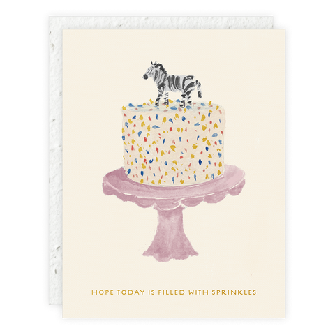 Zebra Cake -Birthday Card: Without cello sleeve