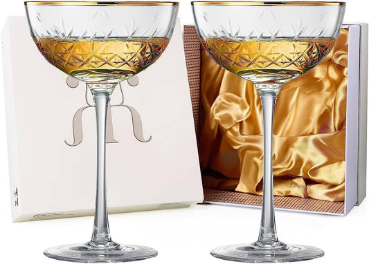 Vintage Art Deco Luxury Martini Coupe Glasses set of 2